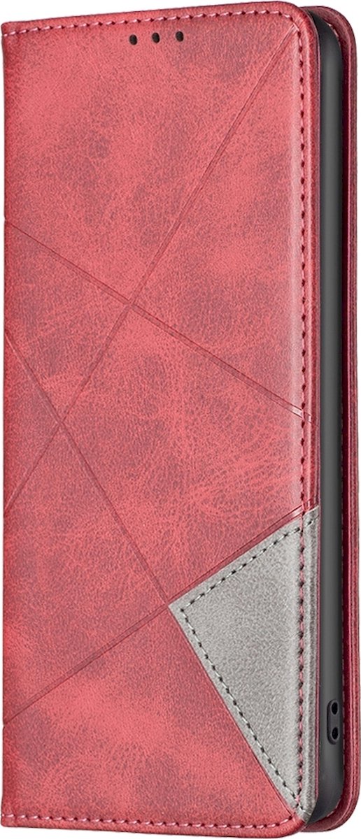 Mobigear Telefoonhoesje geschikt voor Motorola Edge 40 Hoesje | Mobigear Rhombus Slim Bookcase | Pasjeshouder voor 2 Pasjes | Telefoonhoesje voor Pinpas / OV Kaart / Rijbewijs - Rood