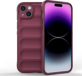 Mobigear Hoesje geschikt voor Apple iPhone 15 Plus Telefoonhoesje Flexibel TPU | Mobigear Bumpy Backcover | iPhone 15 Plus Case | Back Cover - Bordeaux Rood