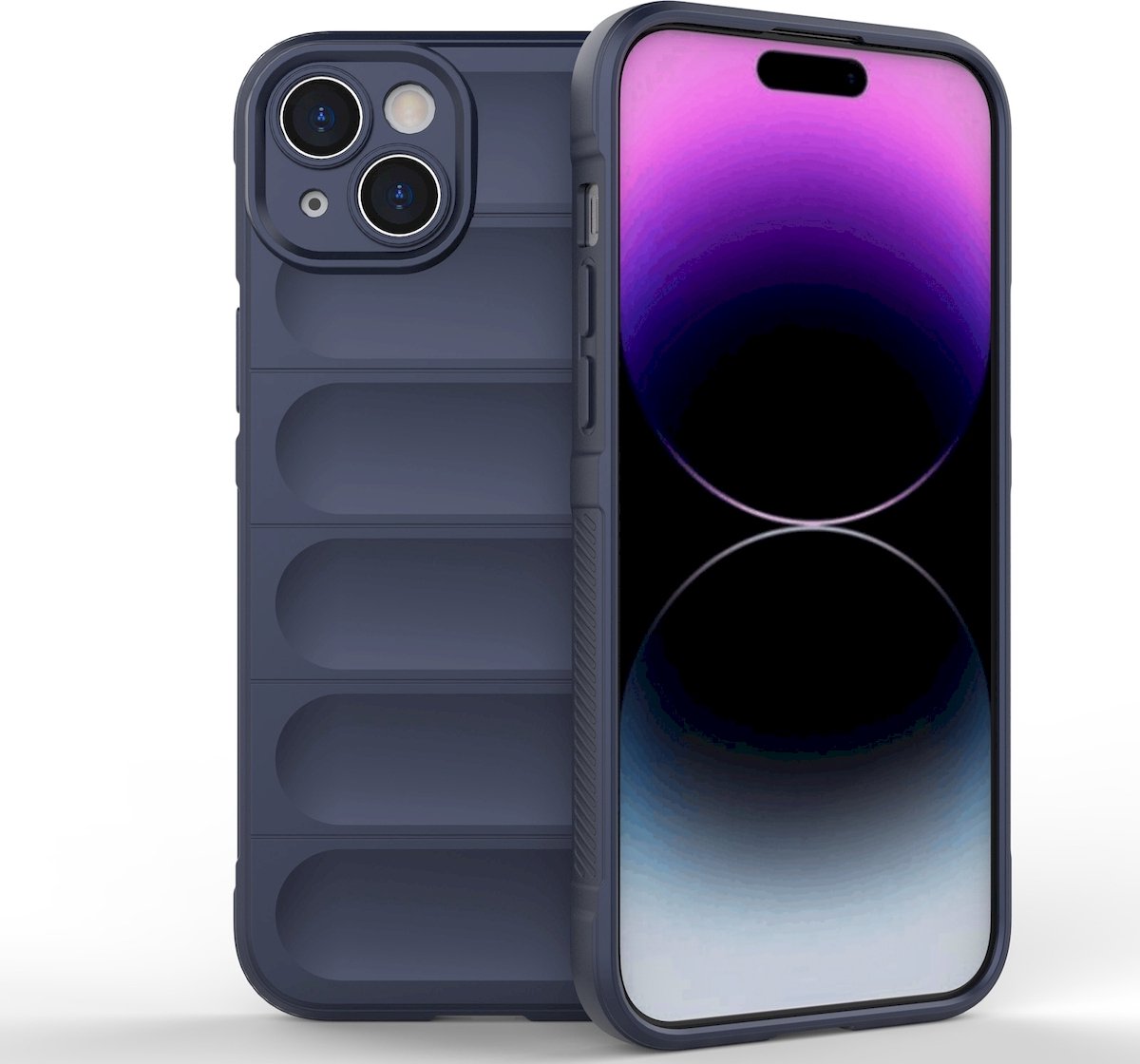 Mobigear Hoesje geschikt voor Apple iPhone 15 Plus Telefoonhoesje Flexibel TPU | Mobigear Bumpy Backcover | iPhone 15 Plus Case | Back Cover - Donkerblauw