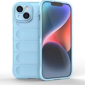 Mobigear Hoesje geschikt voor Apple iPhone 15 Telefoonhoesje Flexibel TPU | Mobigear Bumpy Backcover | iPhone 15 Case | Back Cover - Blauw