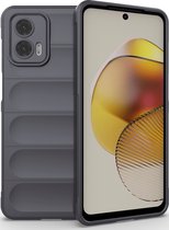 Mobigear Hoesje geschikt voor Motorola Moto G73 5G Telefoonhoesje Flexibel TPU | Mobigear Bumpy Backcover | Moto G73 5G Case | Back Cover - Charcoal | Grijs