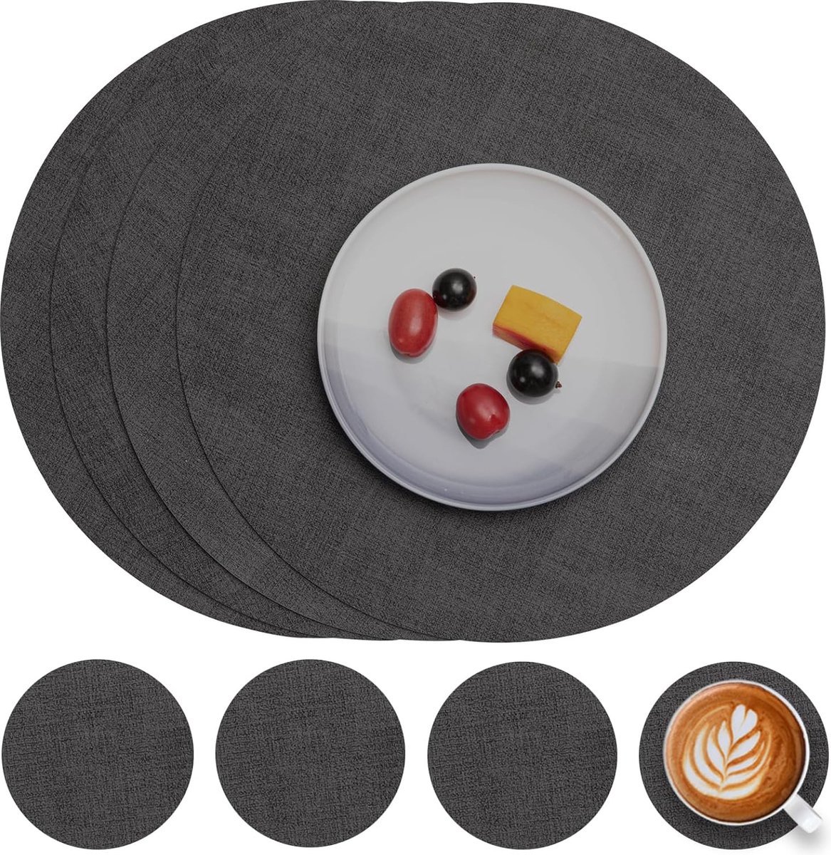 Placemats, afwasbaar, leer en onderzetters, dubbelzijdige placemat