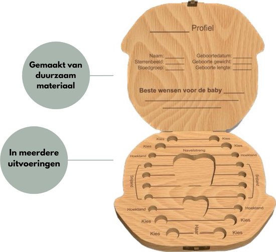 Tandendoosje met naam - Aapje - Hout - Voor jongens en meisjes - Opbergdoosje voor Melk Tanden - Tandendoosje voor kinderen van Merkloos — afbeelding 3