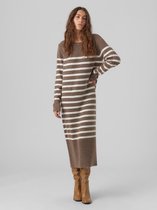 Vero Moda Plaza Ls O-Neck Calf Dress Brown Lentil Stripe Birch BRUIN M