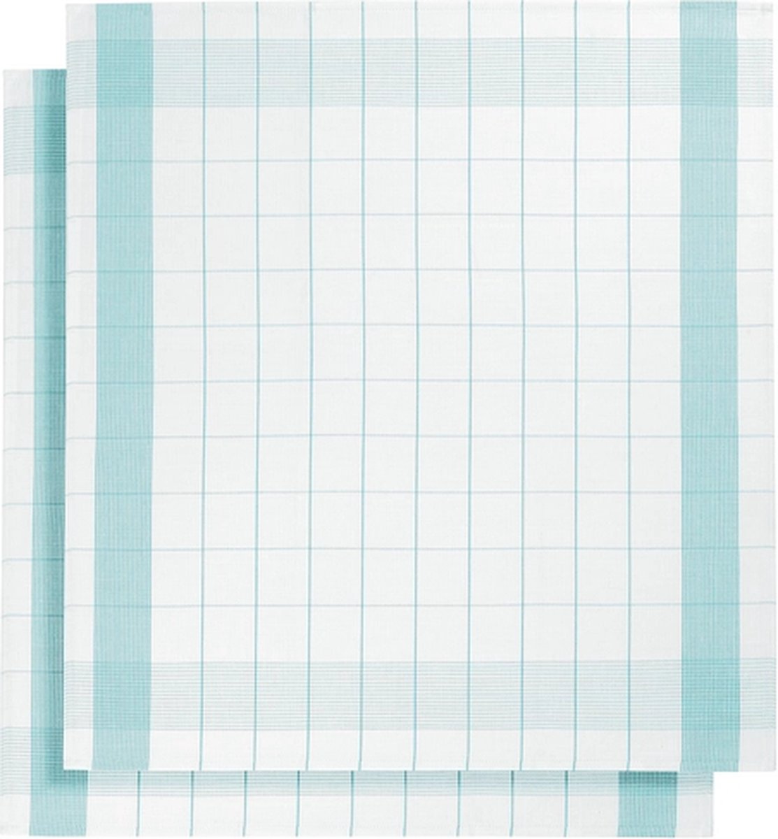 set van 12 keukenhanddoeken - De Witte Lietaer - wit/aqua - katoen/linnen