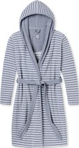 SCHIESSER selected! premium badjas - dames badjas met capuchon lichte badstof lichtgrijs gestreept - Maat: 40