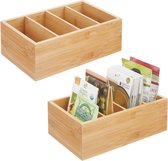 Set de 2 organisateurs de cuisine - boîte de rangement pratique avec 4 compartiments pour paquets de soupes, herbes ou snacks - boîte moderne pour cuisine et garde-manger - couleur naturelle