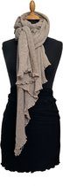 HIGHFIELD SHAWL GEBREID MET RUFFLE RONDOM, KLEUR CAMEL, 80 x 190CM