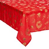 Feeric christmas tafelkleed Kerst - rood/goud -polyester -360 x 140 cm