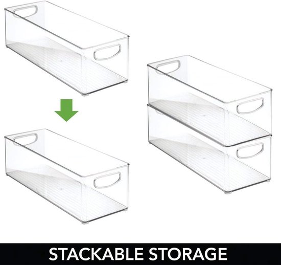EURXLQ 7 Opbergdoos,Kunststof Opbergmand met Handgrepen,Keukenkast, Opbergdoos,Kunststof Doos Organizer box voor Badkamer,Keuken (Grijs, 30×20×12 cm
