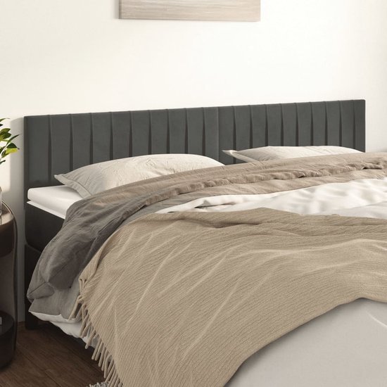 vidaXL de lit 2 pcs Velours Gris foncé 90x5x78/88 cm