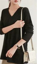 ASTRADAVI Casual Wear - Dames V-Hals Blouse - Trendy Top met Lange Mouwen - Zwart / Medium