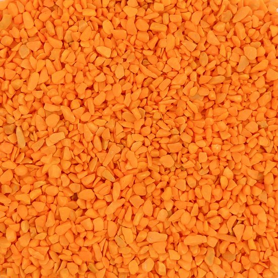 Foto: Gekleurde steentjes 4 6mm granulaat oranje bodembedekking voor bloempotten en plantenbakken 1kg