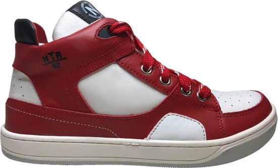 Naturino - Finnix - Mt 33 - veter rits hoge lederen sportieve sneakers - wit/rood