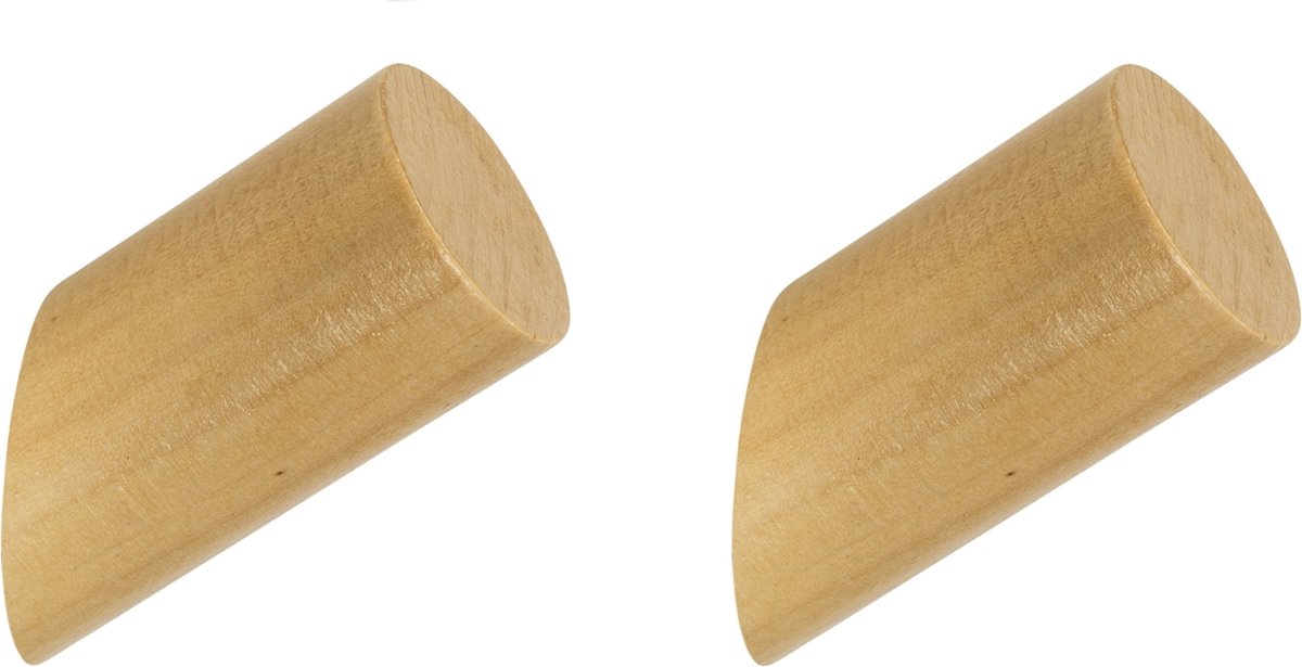 QUVIO Haakje - Set van 2 - Wandhaakjes - Haakjes - Kapstokhaakjes - Wandkapstok - Theedoekhouder - Handdoekhouder - Kapstok - Haakje voor badkamer - Haakje voor keuken - Hout - Met schroeven -Lichtbruin