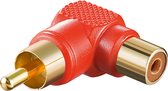 Powteq - Haakse RCA / Tulp adapter - Rood - Gold-plated - RCA knie