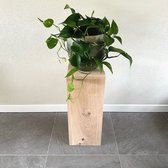 GoudmetHout - Eiken Sokkel - Zuil - Plantentafel hout - Licht eiken - 27.5 x 27.5 x 70 cm