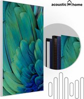 Akoestische panelen - Geluidsisolatie - Akoestische wandpanelen - Akoestisch schilderij AcousticPro® - paneel met blauw-groene veren- design 366 - Premium - 100x150 - zwart- Wanddecoratie - woonkamer - geluidsdemper - studio schuim
