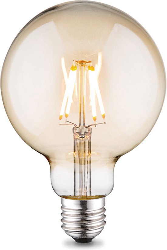 HUSTUNG E27 LED Lamp, Dimbare LED Lamp 4W (40W equivalent) T45 Edison Vintage Lampe LED E27 Retro LED gloeilamp Warm Licht 2700K - Amber, 3-Pack