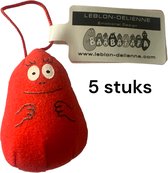 5 Mini Barbapapa knuffel hangertjes - rood - Leblon Delienne
