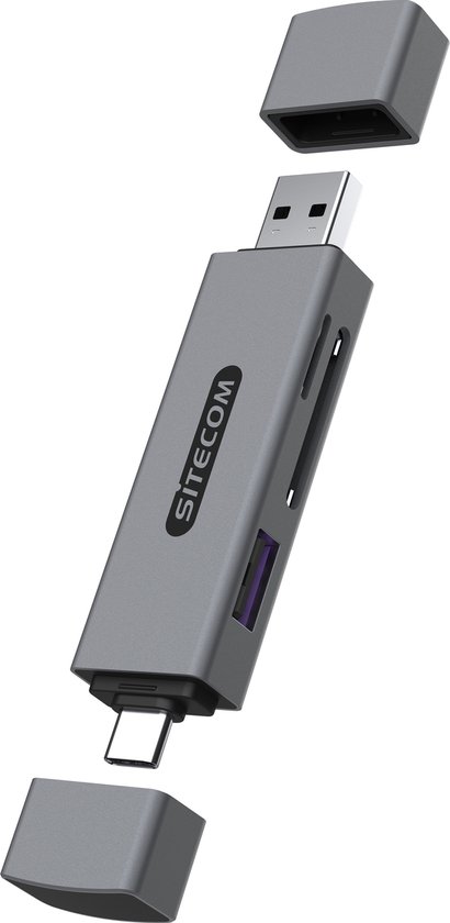 Sitecom - Lecteur de carte clé USB-A + USB-C avec port USB | bol