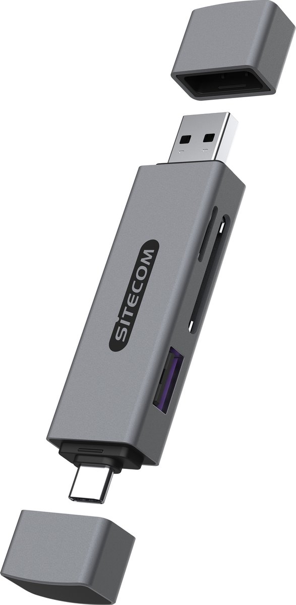 Sitecom - USB-A + USB-C Stick Card Reader with USB port