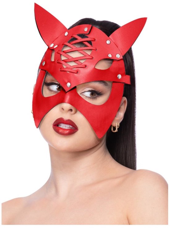 Fever Kostuum Oogmasker Fever Red Mock Leather Devil Rood