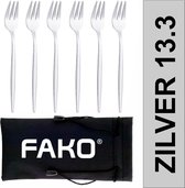 Fako Bijoux® - Fourchette à Pâtisserie / Fourchette à Dessert Étroite - 13cm - Argent - 6 Pièces