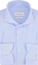 Profuomo - Overhemd Japanese Knitted Blauw Strepen - Heren - Maat 45 - Slim-fit