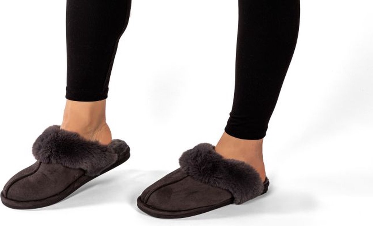 TISECO pantoffels SNUGGS Suede polyester grijs maat 36 37 bol
