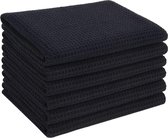 6 pièces serviettes de séchage en microfibre chiffons de nettoyage tissés gaufrés torchons super absorbants 40 cm x 56 cm noir