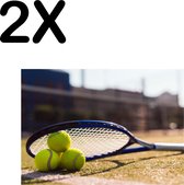 BWK Textiele Placemat - Tennisballen Onder Tennis Racket - Set van 2 Placemats - 40x30 cm - Polyester Stof - Afneembaar