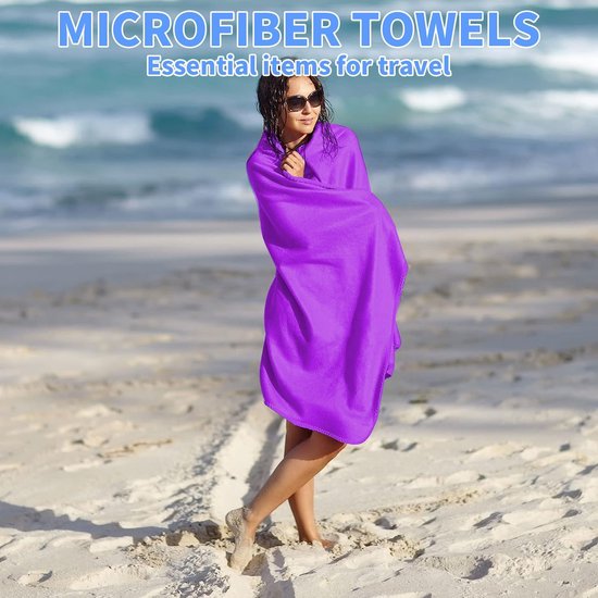 Microvezel handdoekenset (badhanddoek en handdoek), compacte strandhanddoek, sneldrogende microvezel handdoeken, keuze uit 5 kleuren, reishanddoek, sporthanddoek, ideaal voor fitness, outdoor