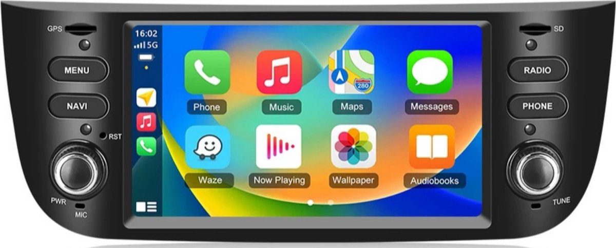 Navigatiesysteem auto met scherm - autoradio geschikt voor CarPlay en Android auto - bluetooth radio - geschikt voor Fiat Punto Linea 2012-2015