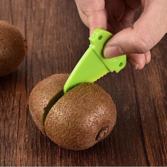 Sterke kiwi snijder - 2 in 1 - Kiwi mes - RVS - Groen