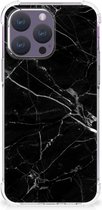 Smartphone hoesje Geschikt voor iPhone 15 Pro Max Mobiel Hoesje met transparante rand Marmer Zwart