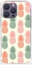 Backcase TPU Siliconen Hoesje Geschikt voor iPhone 15 Pro Max Telefoon Hoesje met doorzichtige rand Ananas