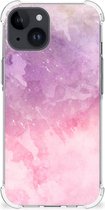 Smartphone hoesje Geschikt voor iPhone 15 Plus Stevige Telefoonhoesje met transparante rand Pink Purple Paint