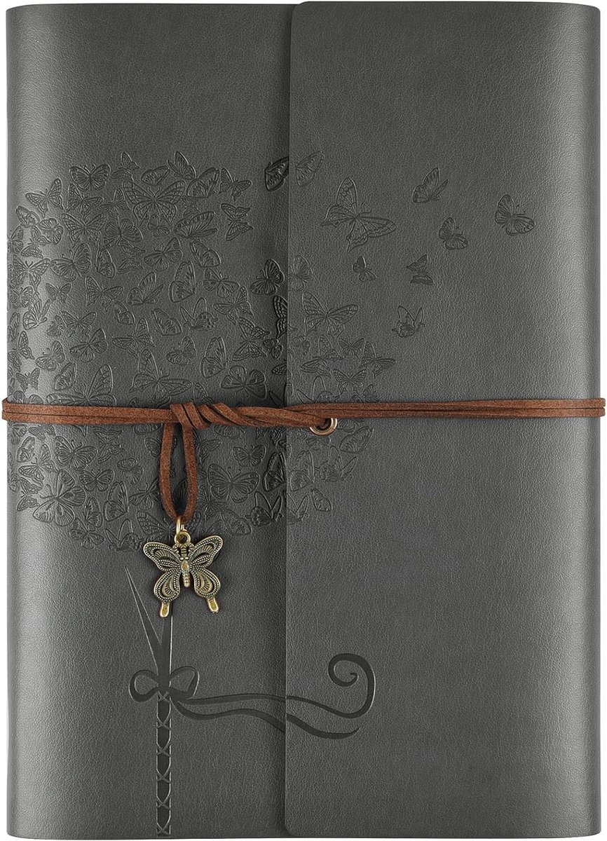 dagboek notitieboekje, reistijdschriften voor vrouwen, navulbare vlindernotitieboekje gevoerd persoonlijk dagboek schrijven notitieboekjes A5 16,5 x 23,4 cm (grijs)