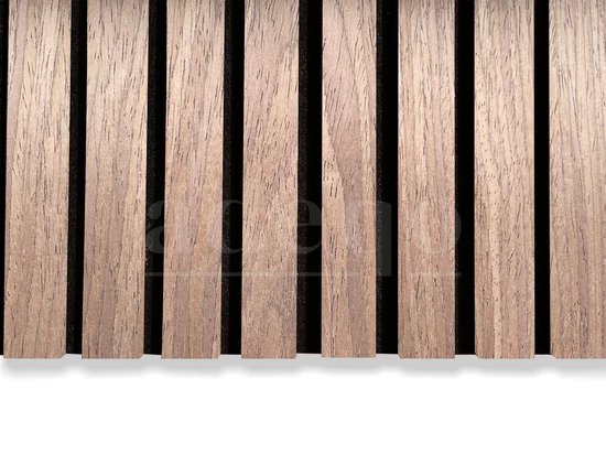 Adeqo Akupanel - Akoestisch Wandpaneel - Walnoot Hout 300 x 60cm - 3 zijdig - Hout Wandpaneel - Millieuvriendelijk Materiaal - Akoestische Panelen - 3D Wandpanelen - Wandpanelen Hout