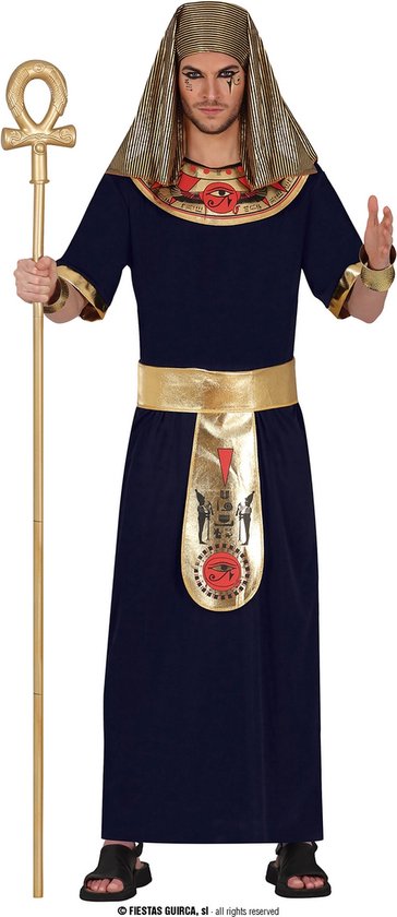 Guirca - Egypte Kostuum - Farao Knapmanchamon Kostuum - Zwart, Goud - Maat 48-50 - Carnavalskleding - Verkleedkleding