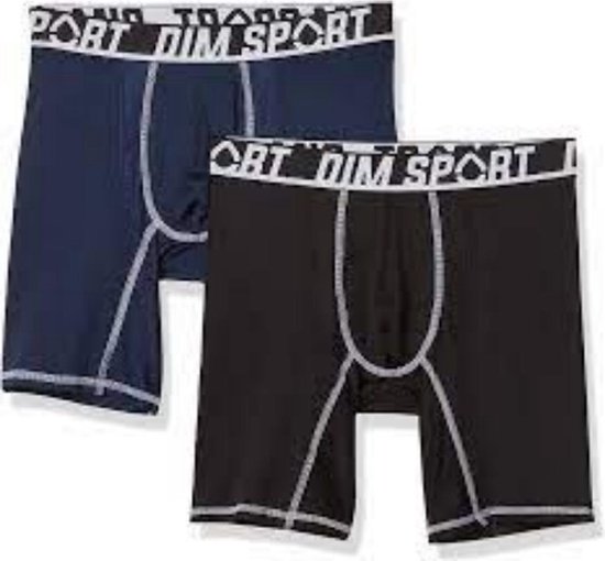 Dim Extra lange short/Sportshort - 2 Pack A90 Black/Blue - maat L (L) - Heren Volwassenen - Polyester- 0A6V-A90-L