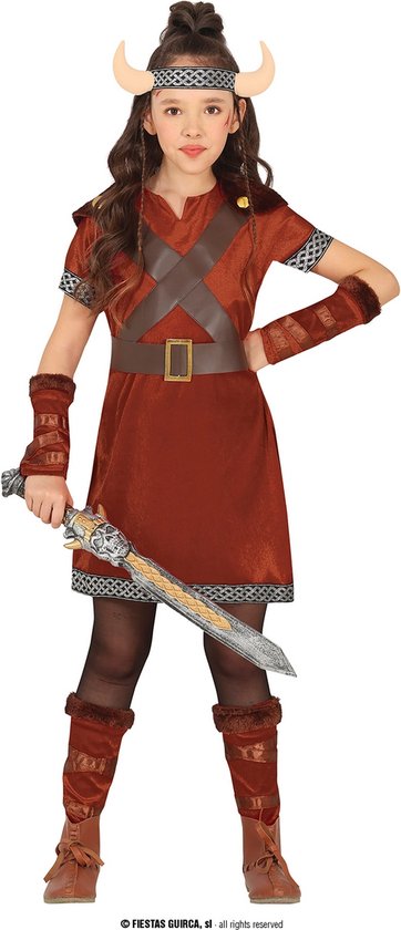 Guirca - Piraat & Viking Kostuum - Viking Strijder Van Het Hoge Noorden Kind Kostuum - Bruin - 5 - 6 jaar - Carnavalskleding - Verkleedkleding
