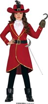 Guirca - Kapitein Haak Kostuum - Kapitein Haak Van Schip Jolly Roger Kind Kostuum - Rood - 7 - 9 jaar - Carnavalskleding - Verkleedkleding