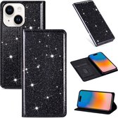 Apple iPhone 15 Plus Glitter Phone Case - Bookcase en cuir PU de haute qualité - Porte-cartes - Zwart