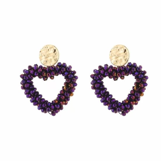 Bijoutheek Clips d'oreilles d'Oreilles Perles Coeur Violet