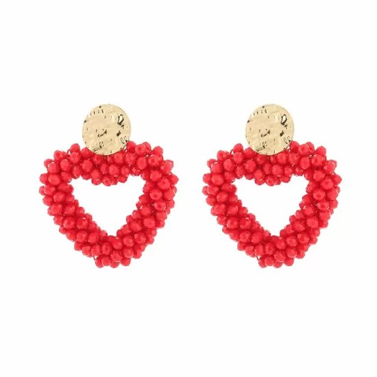 Bijoutheek Clips d'oreilles d'Oreilles Coeur Perles Rouge