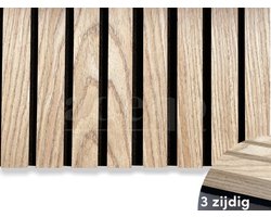 Adeqo Akupanel - Akoestisch Wandpaneel - Rustiek Eiken 300 x 60cm - Hout Wandpaneel - Millieuvriendelijk Materiaal - Akoestische Panelen - 3D Wandpanelen - Wandpanelen Hout