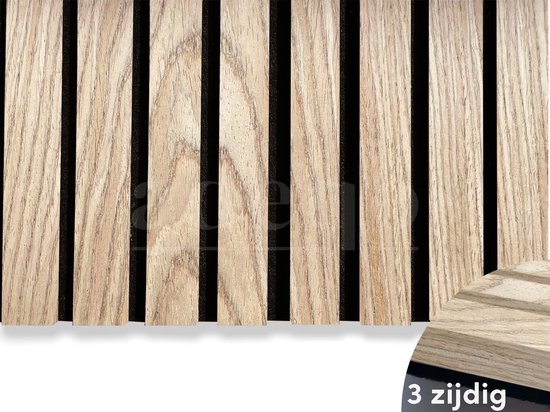 Adeqo Akupanel - Akoestisch Wandpaneel - Rustiek Eiken 300 x 60cm - Hout Wandpaneel - Millieuvriendelijk Materiaal - Akoestische Panelen - 3D Wandpanelen - Wandpanelen Hout