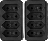 Benson Stopcontact splitter - 2x - quattro - zwart - voor 4 platte stekkers - verdeelstekkers